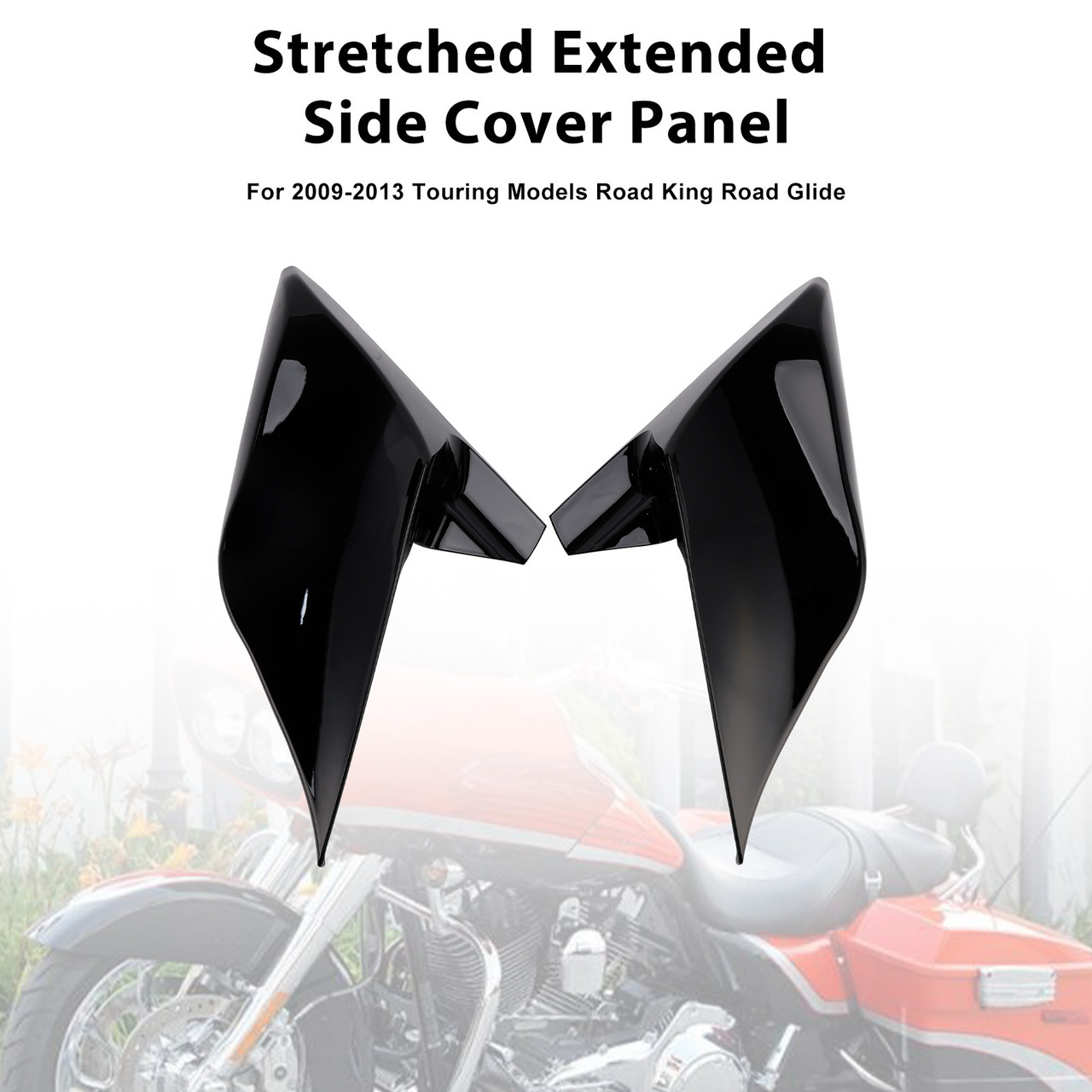 2009-2013 Touring Models Road King Road Glide Stretched Extended Side Cover Panel Gloss Black Generic