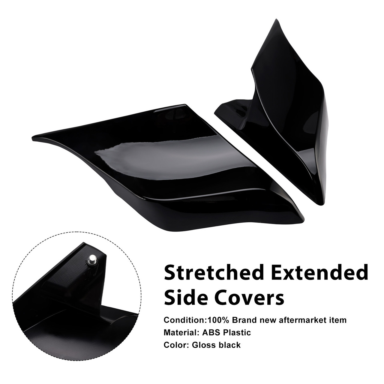 2014-2022 Touring Road Glide King Stretched Extended Side Covers Gloss Black Generic 2014-2022 Touring Road Glide King Stretched Extended Side Covers Gloss Black Generic