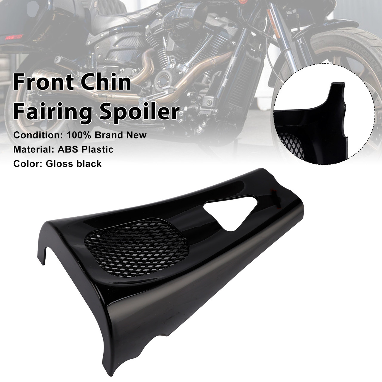 2017+ Touring Road Street Glide Electra Glide M8 Front Chin Fairing Spoiler Gloss Black Generic