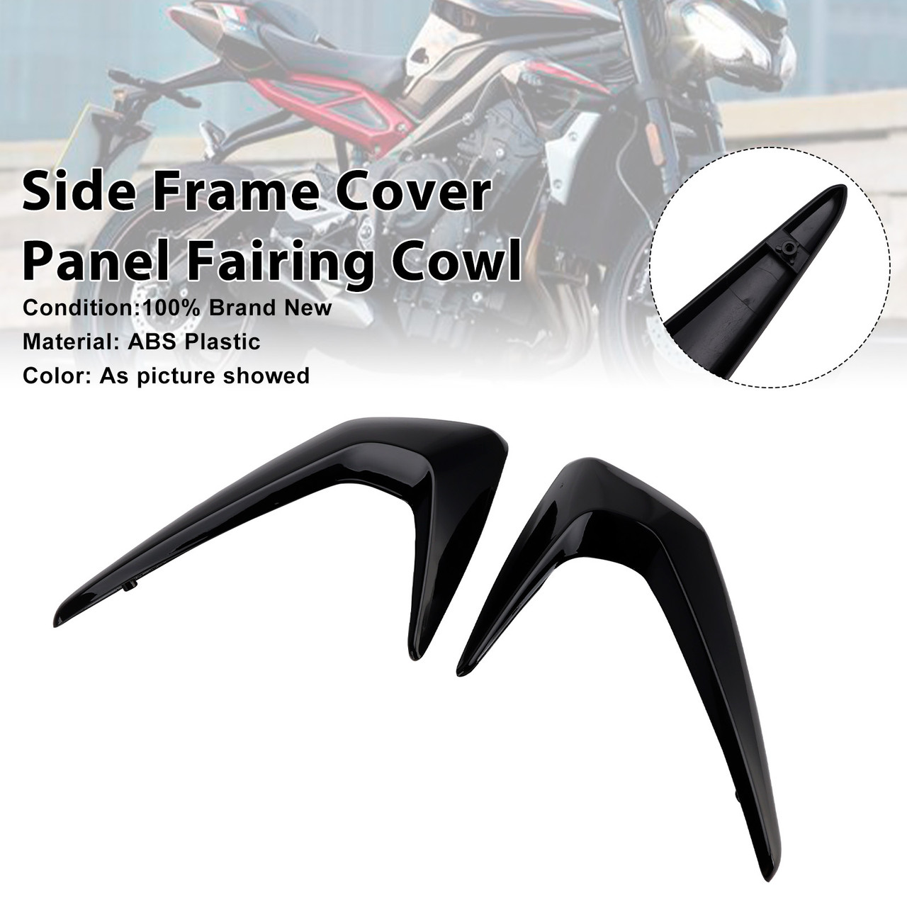 2020-2022 Triumph Street Triple 765 R/RS Side Frame Cover Panel Fairing Cowl Black Generic 2020-2022 Triumph Street Triple 765 R/RS Side Frame Cover Panel Fairing Cowl Black Generic
