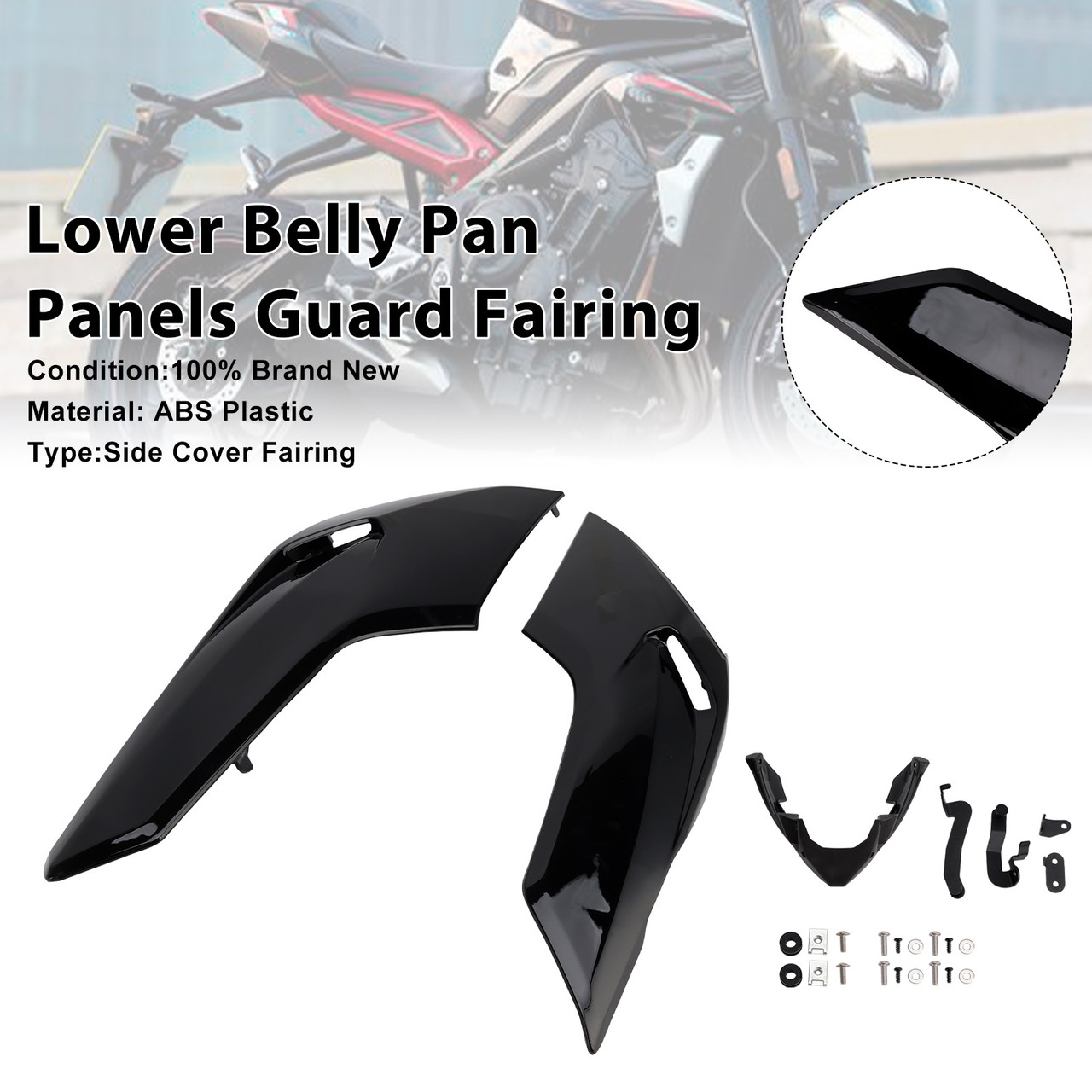 2020-2022 Triumph Street Triple 765 R/RS Lower Belly Pan Panels Guard Fairing Black Generic 2020-2022 Triumph Street Triple 765 R/RS Lower Belly Pan Panels Guard Fairing Black Generic