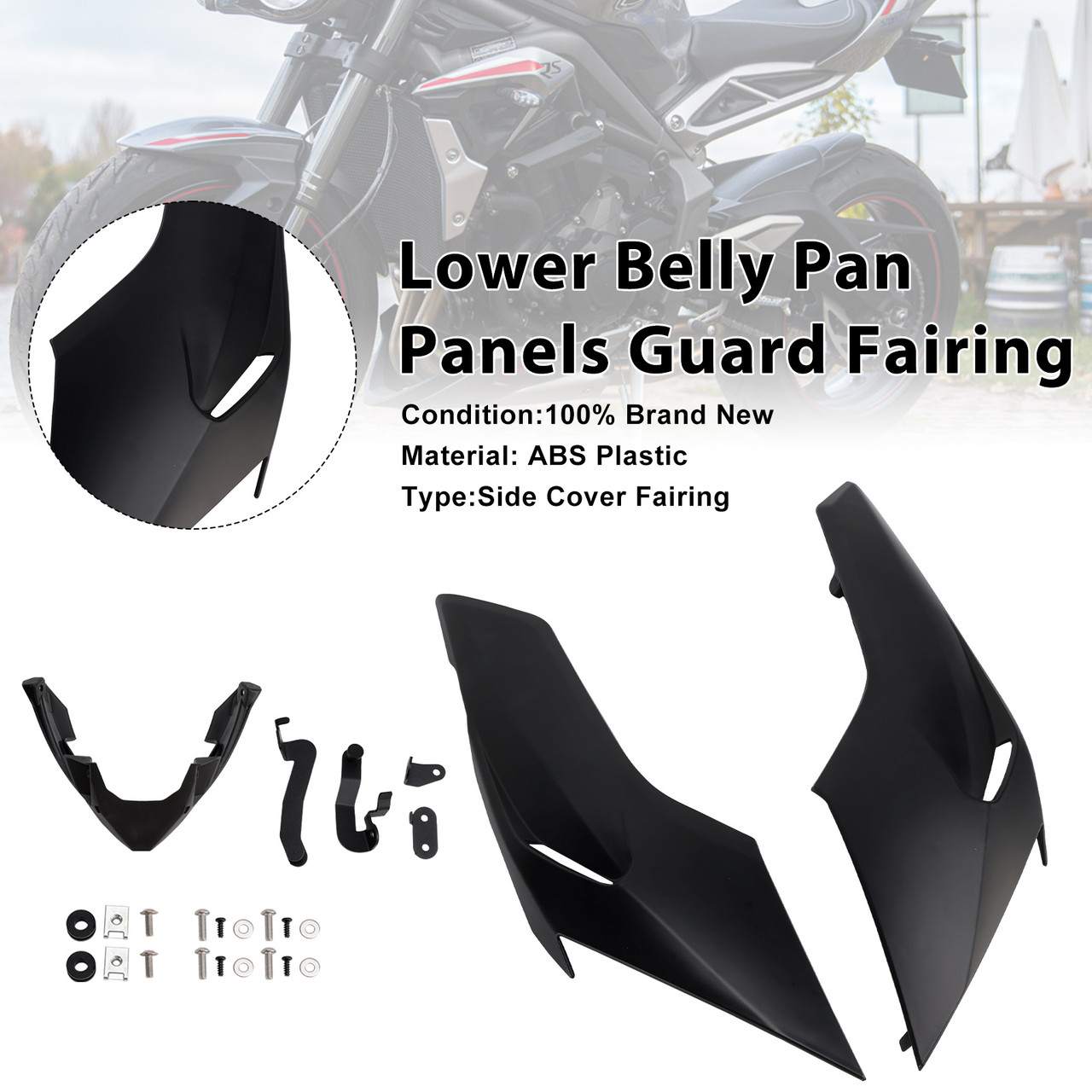 2020-2022 Triumph Street Triple 765 R/RS Lower Belly Pan Panels Guard Fairing Matte Black Generic 2020-2022 Triumph Street Triple 765 R/RS Lower Belly Pan Panels Guard Fairing Matte Black Generic