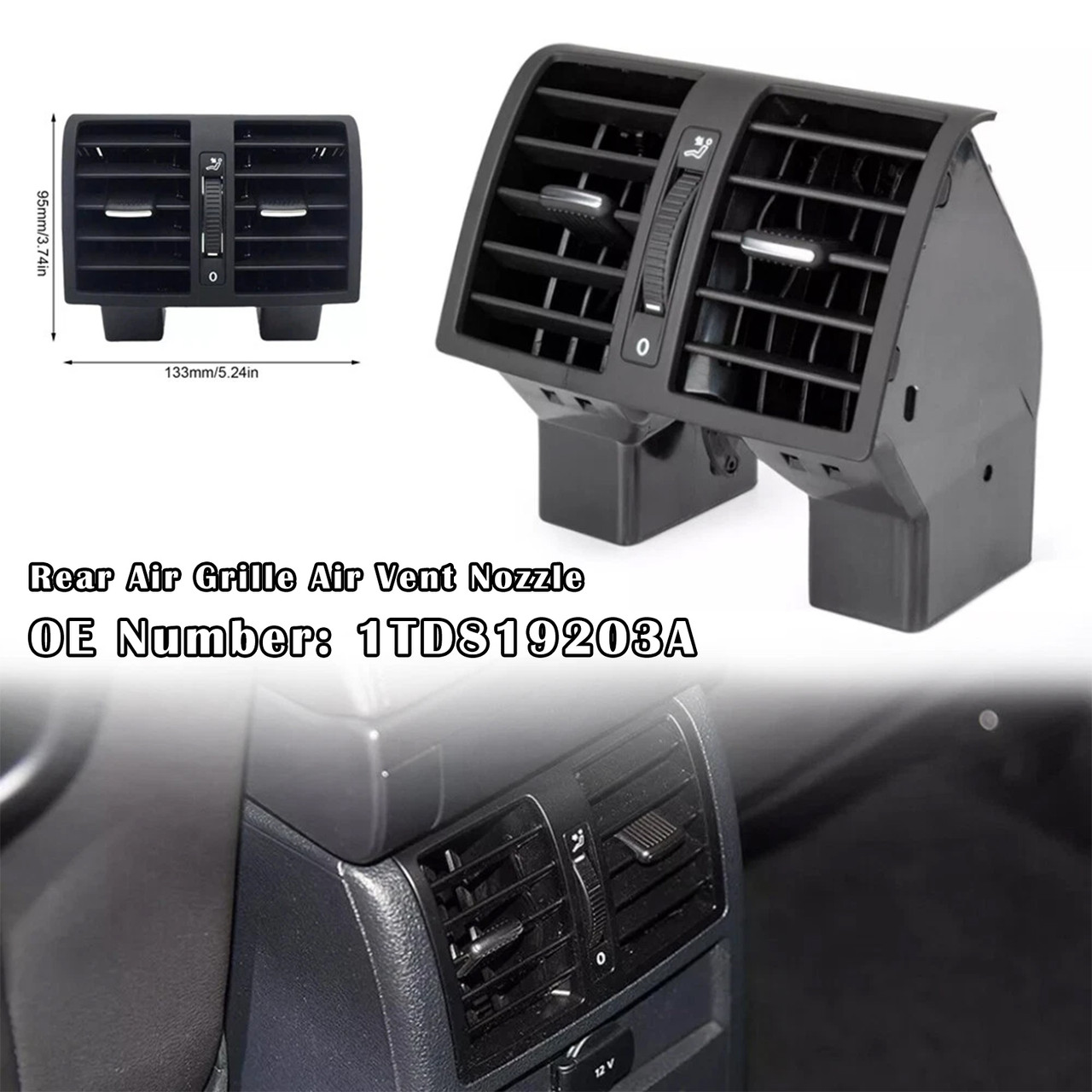 2003-2015 VW Touran Caddy Rear Air Grille Air Vent Nozzle 1TD819203A Generic
