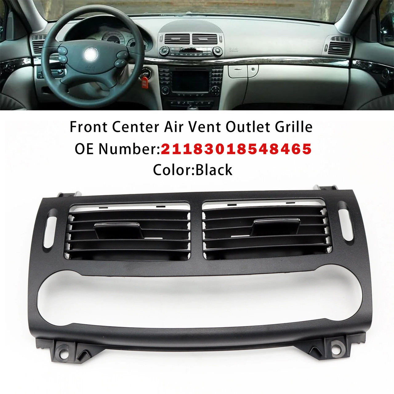 2003-2008 Mercedes Benz E-Class W211 Front Center Air Vent Outlet Grille Black Generic 2003-2008 Mercedes Benz E-Class W211 Front Center Air Vent Outlet Grille Black Generic