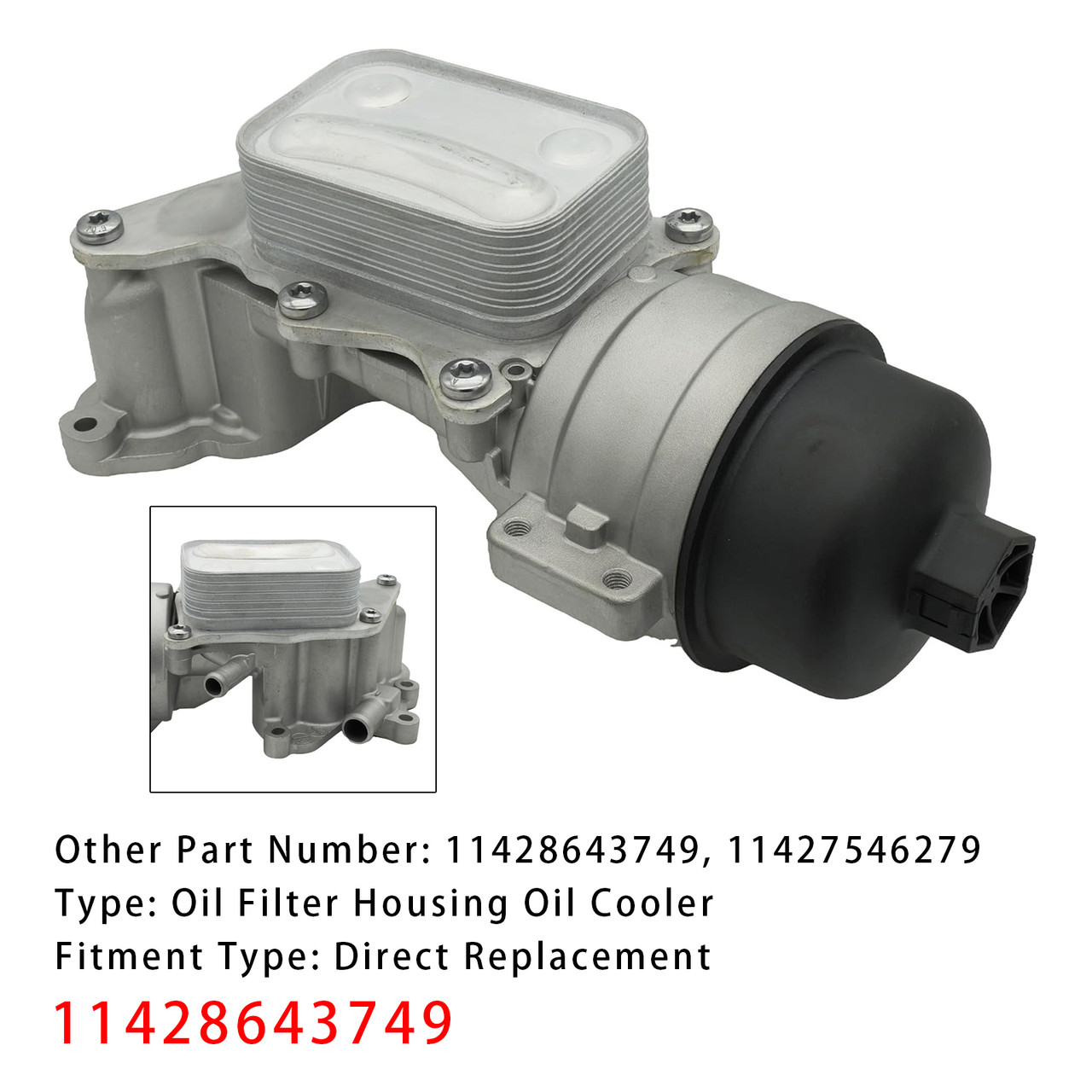 2007-2009 Mini Cooper Base Oil Cooler Filter Housing with Oil Cooler 11428643749 Generic