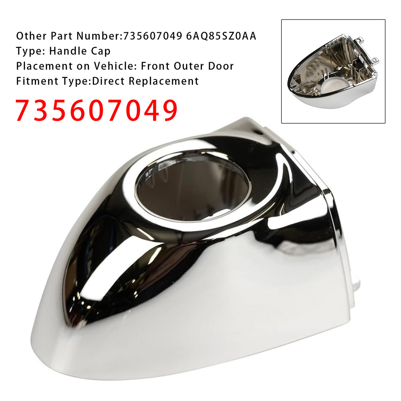 2016-2021 Fiat For 500X Front Outer Door Handle Cap 735607049 Generic