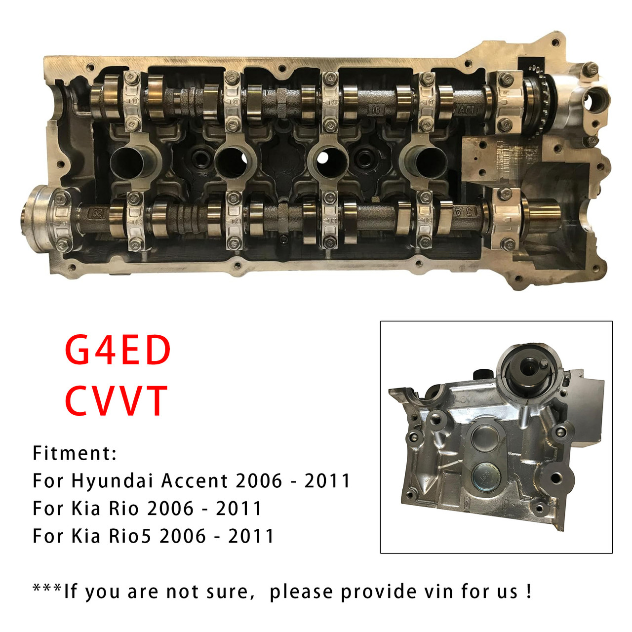 2006-2011 Kia Rio Rio5 G4ED Cylinder Head Assembly Generic
