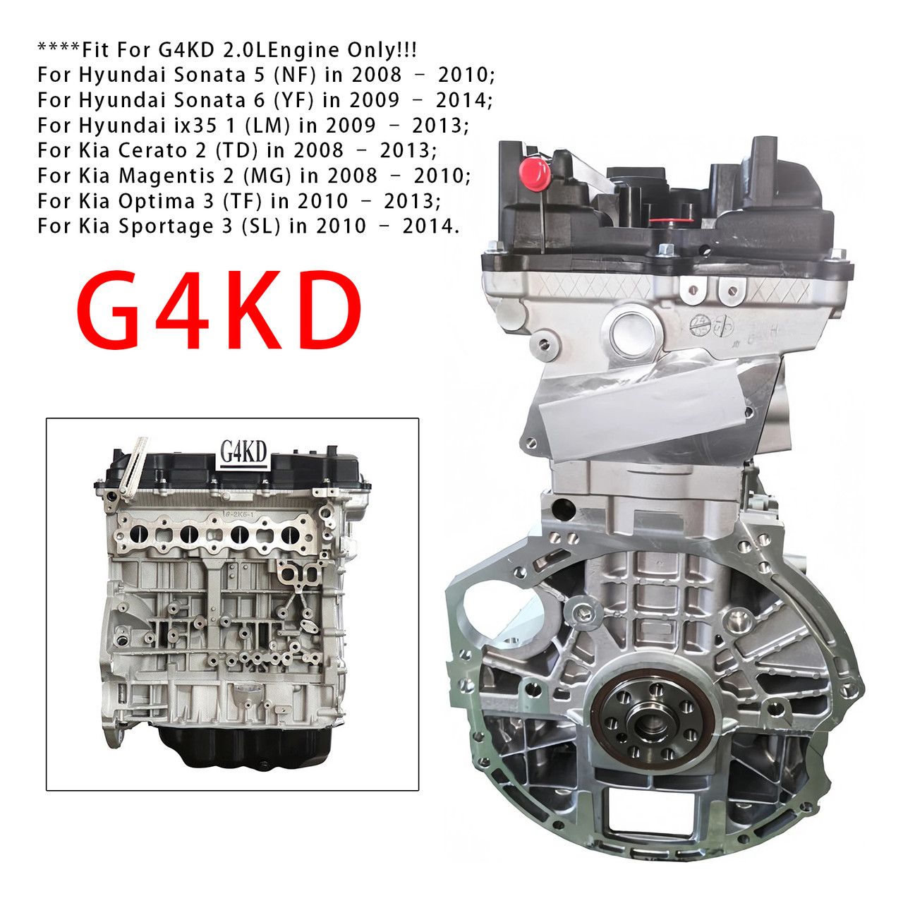 2008-2014 Kia Cerato 2 Magentis 2 Optima 3 Sportage 3 G4KD Engine Assembly 2.0L Generic