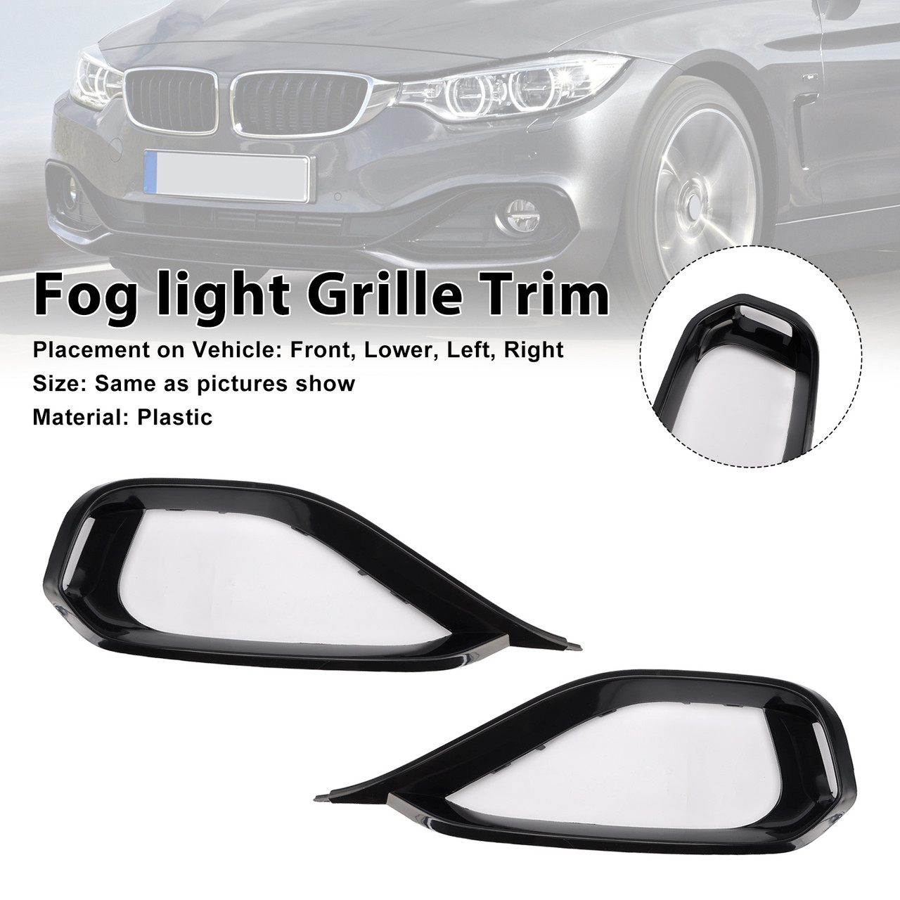 2014-2020 BMW 4 SERIES F32/F33/F36 SPORT LINE Left & Right Fog Light Bezel Grille Front Bumper Trim Generic 2014-2020 BMW 4 SERIES F32/F33/F36 SPORT LINE Left & Right Fog Light Bezel Grille Front Bumper Trim Generic