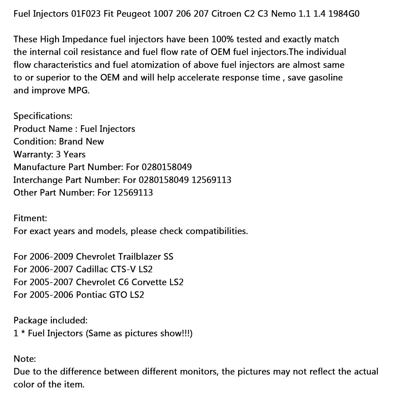 32lb Fuel Injectors Fit For Cadillac CTS-V LS2 2006-2007 BLK