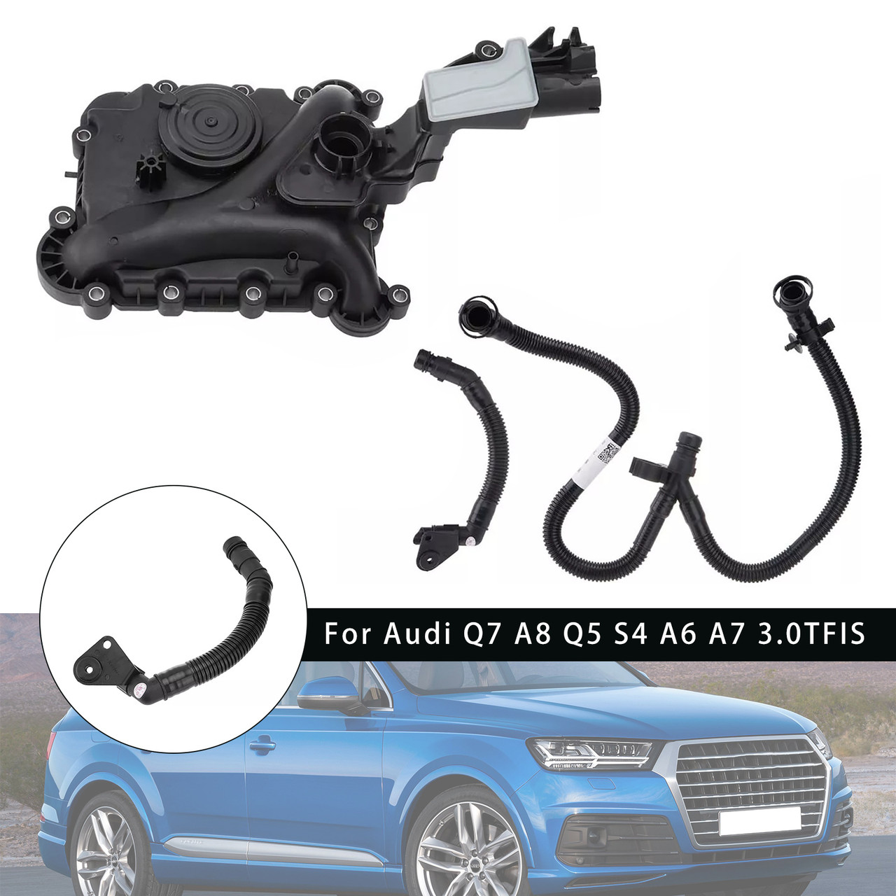 Oil Separator PCV Valve Vent Trim & Hose Tube For Audi Q7 A8 Q5 S4 A6 A7 3.0TFIS