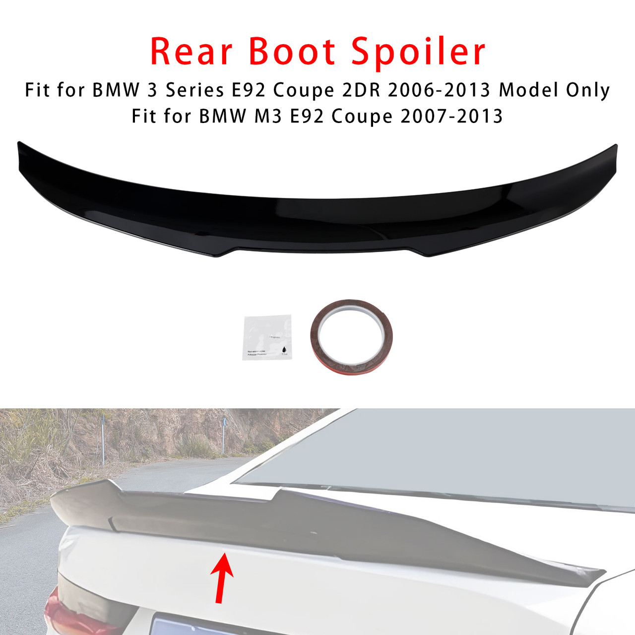 2006-2013 BMW 3 Series E92 Coupe 2DR Rear Boot Spoiler Gloss Black Generic