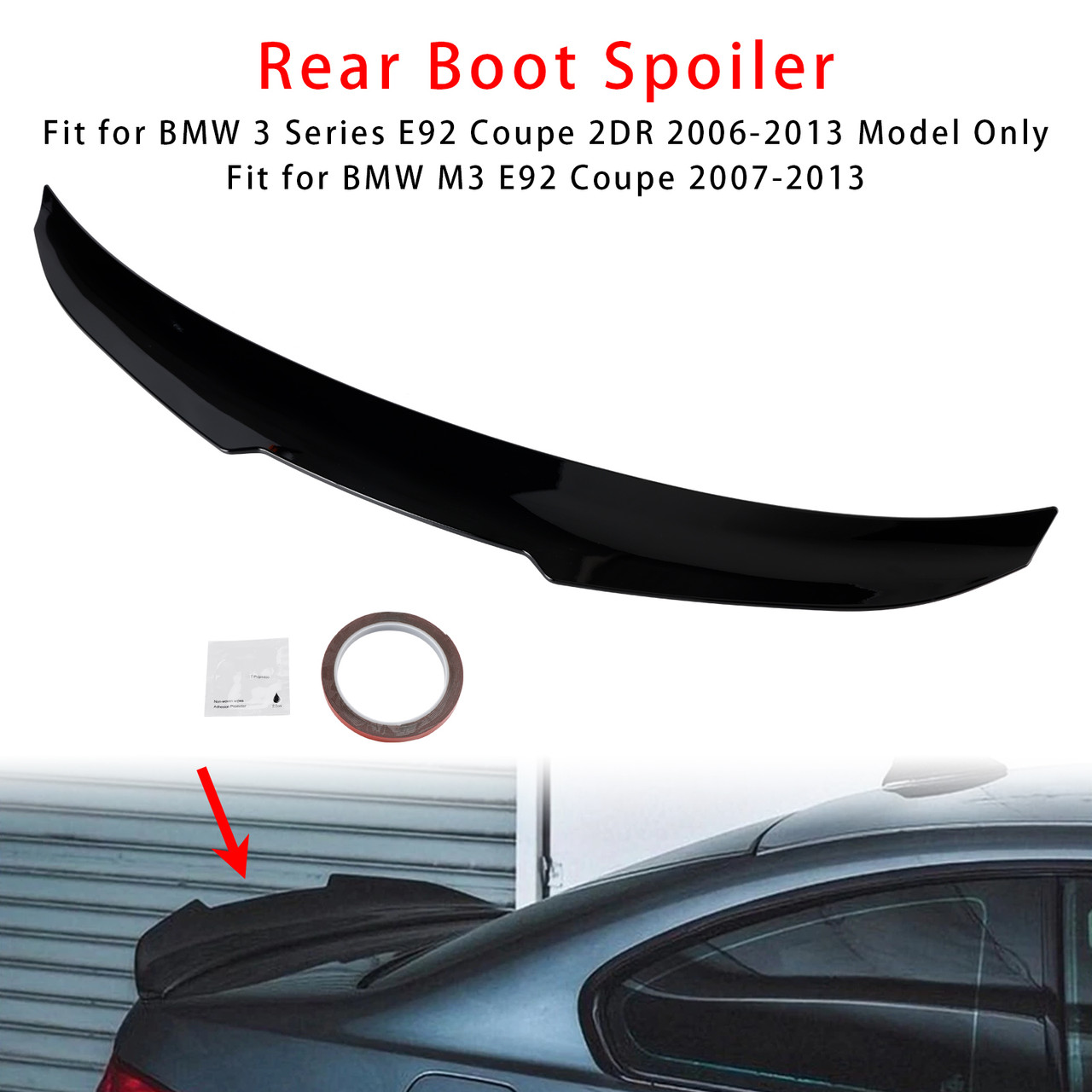 2007-2013 BMW M3 E92 Coupe Rear Boot Spoiler Gloss Black Generic