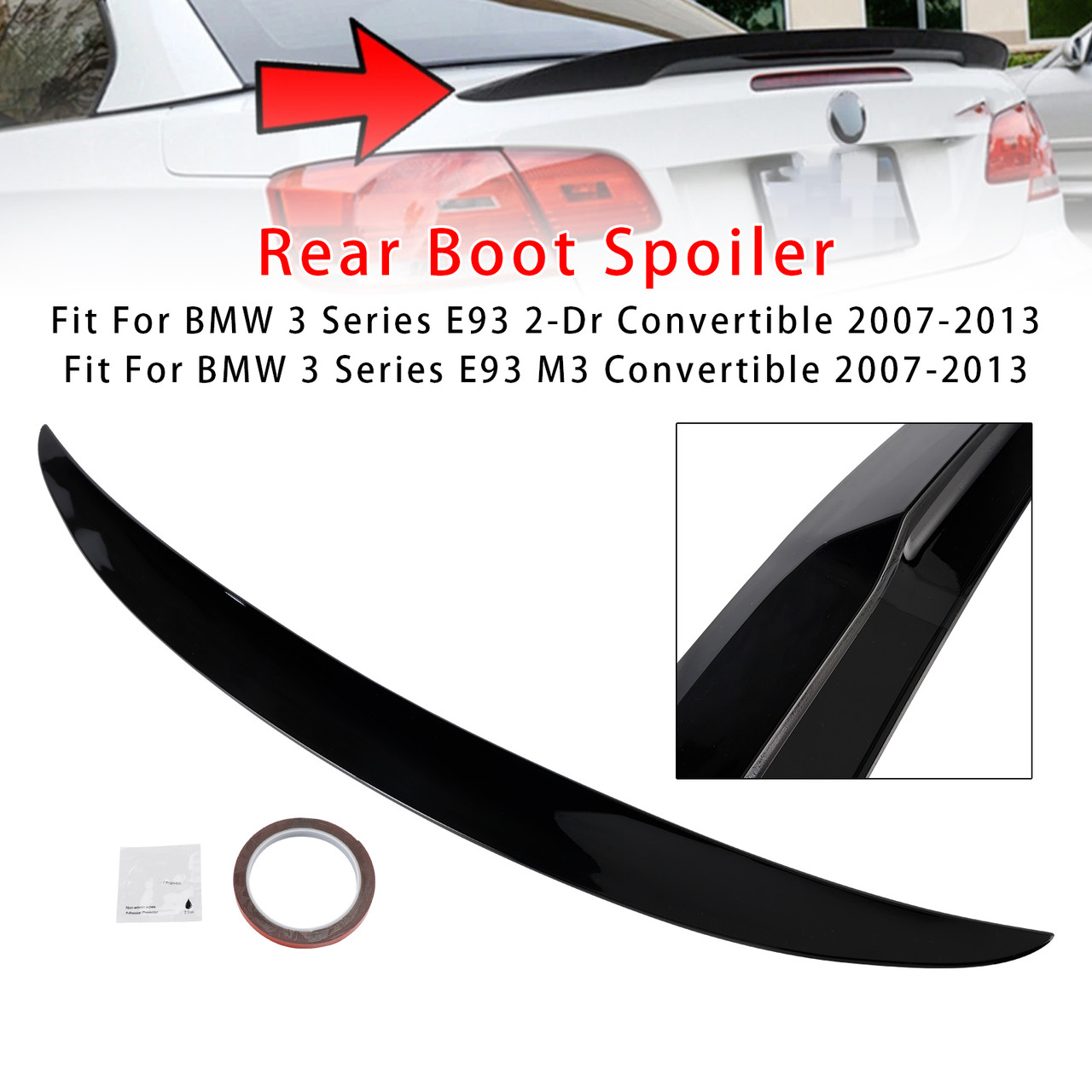 2007-2013 BMW 3 Series E93 2-Dr Convertible Rear Boot Spoiler Gloss Black Generic