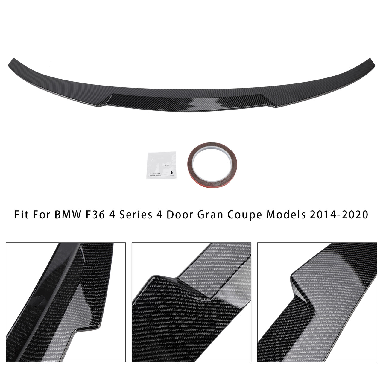 2014-2020 BMW F36 4 Series 4 Door Gran Coupe Models Rear Boot Spoiler Carbon Fiber Look M4 Style Generic
