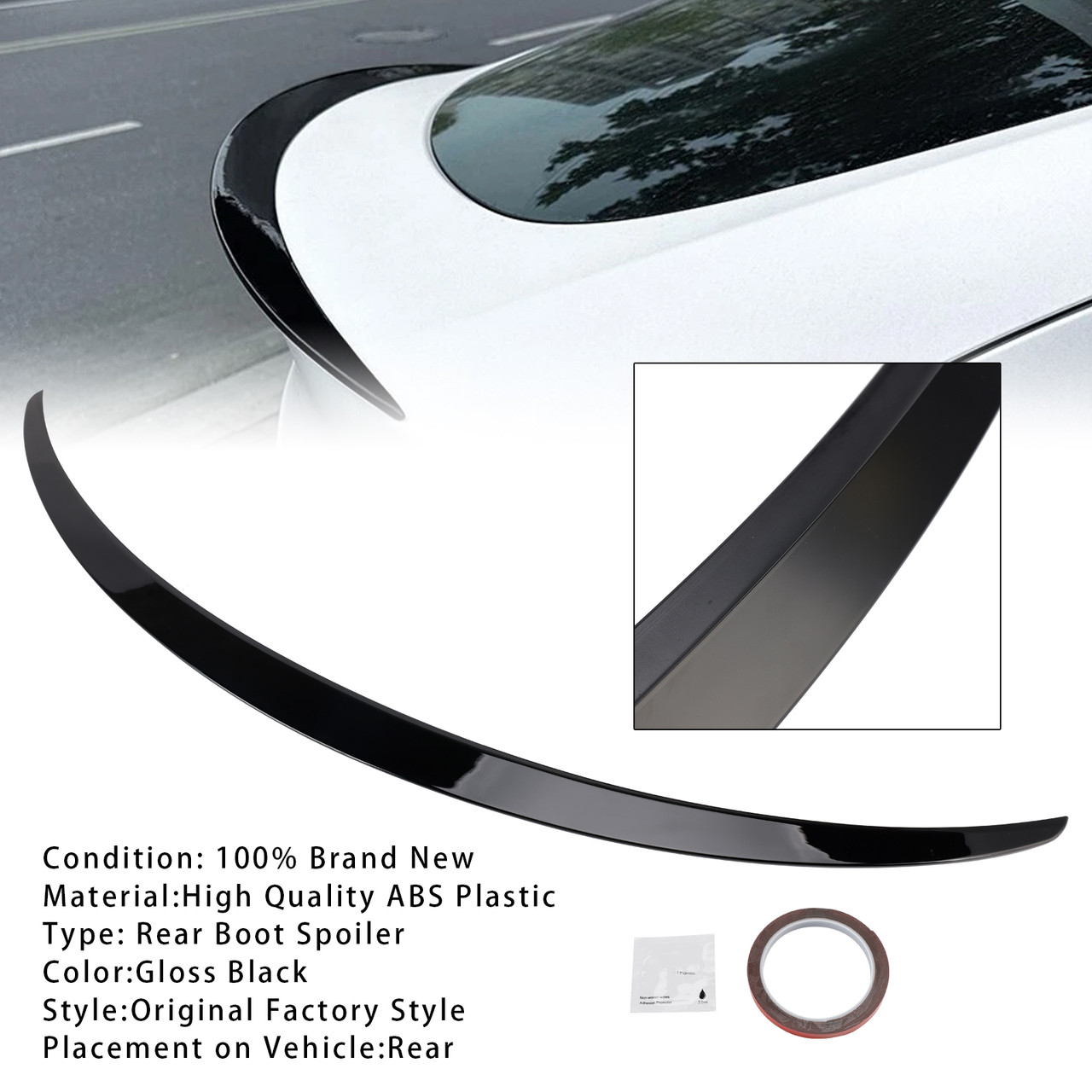 2020+ Tesla Model Y All Models Rear Boot Spoiler Gloss Black Generic