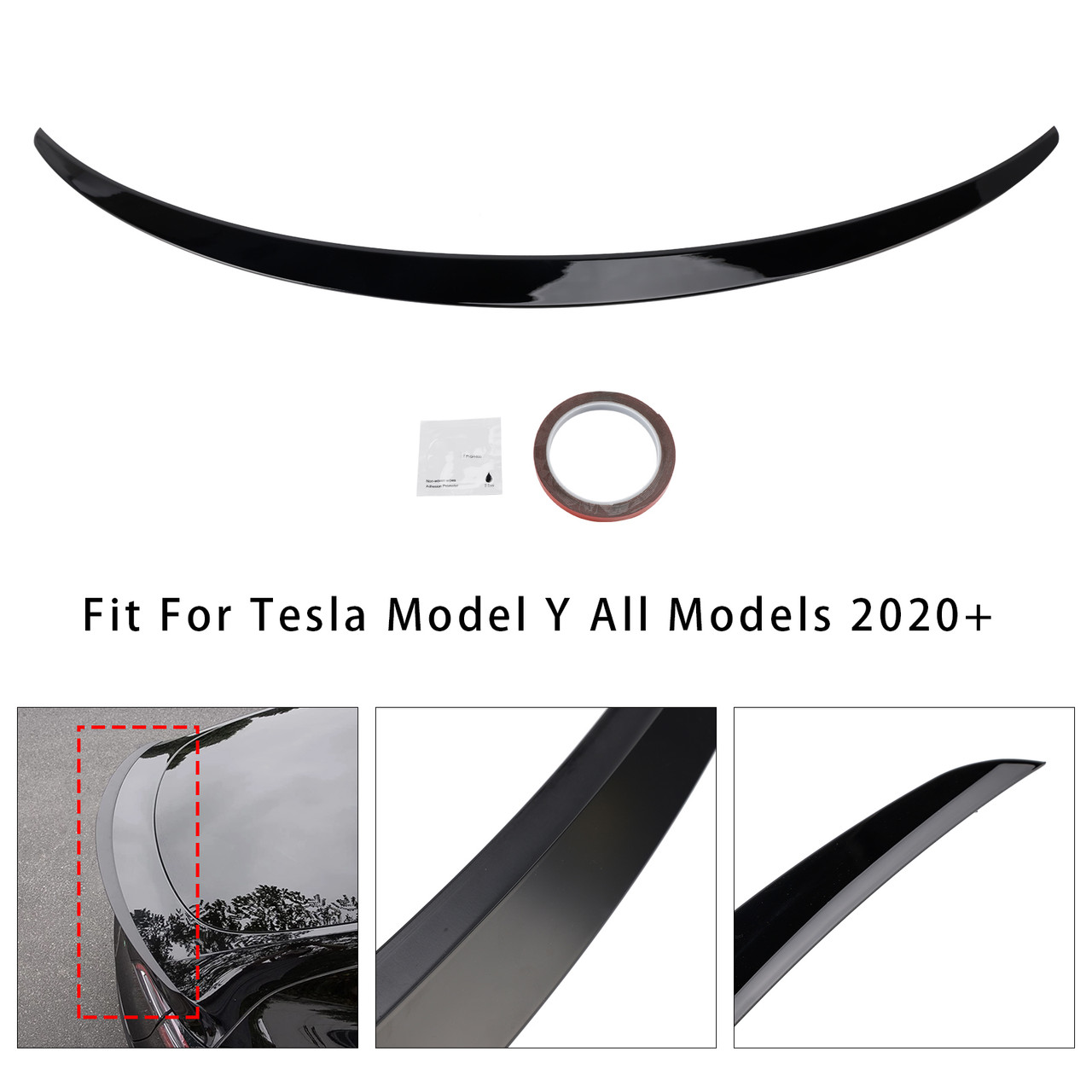 2020+ Tesla Model Y All Models Rear Boot Spoiler Gloss Black Generic