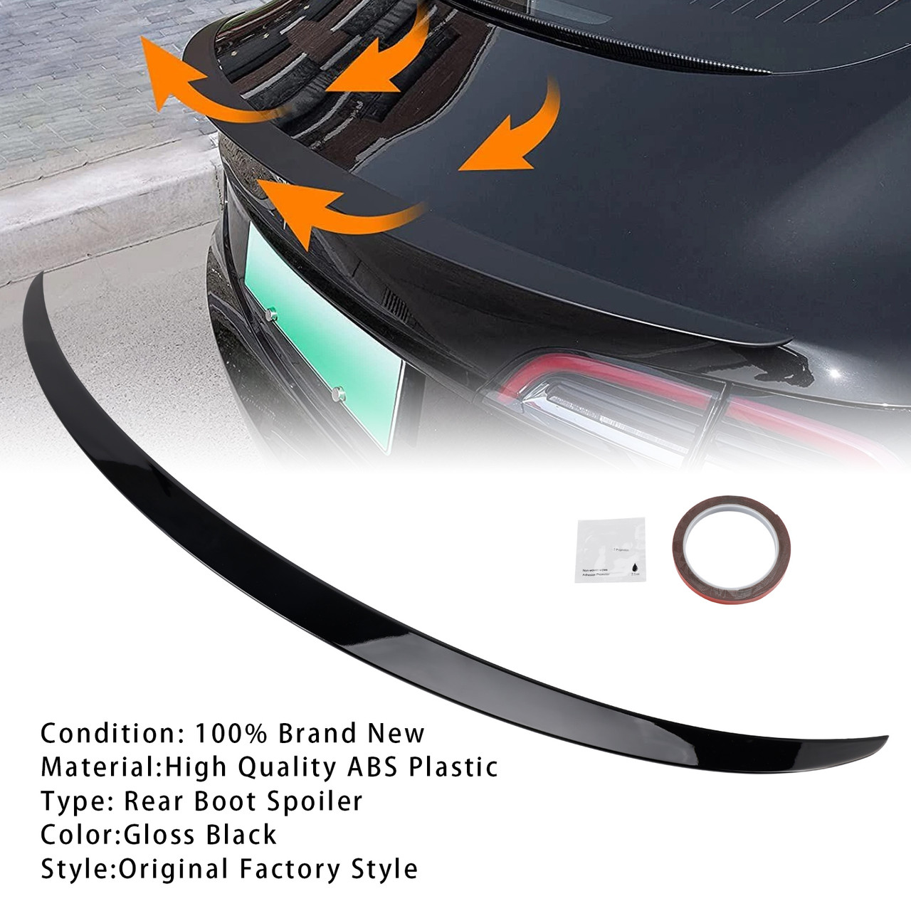 2017-2023 Tesla Model 3 Rear Boot Spoiler Gloss Black Generic