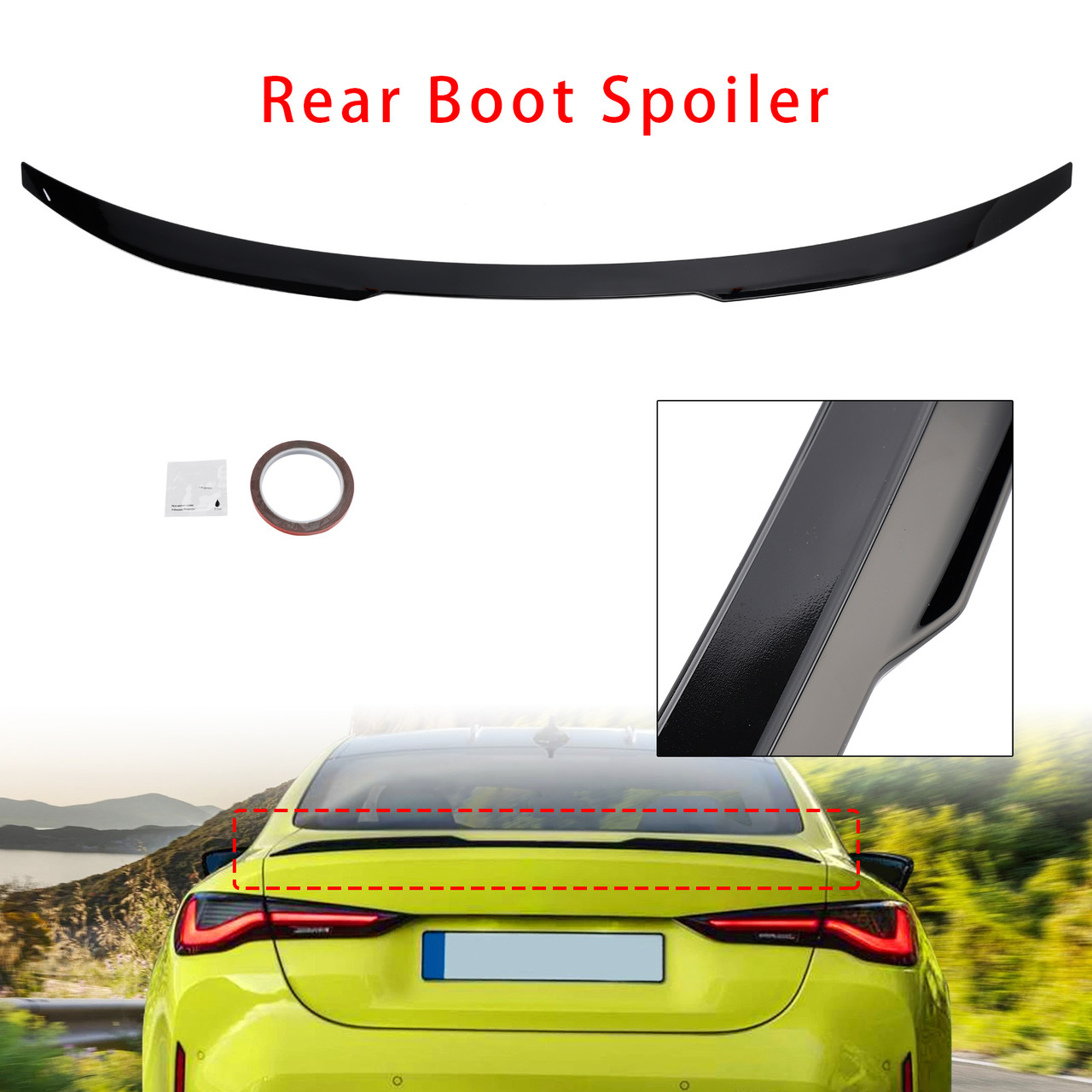 2020-ON BMW 4 Series G22 Coupe Model Rear Boot Spoiler Gloss Black M4 Style Generic