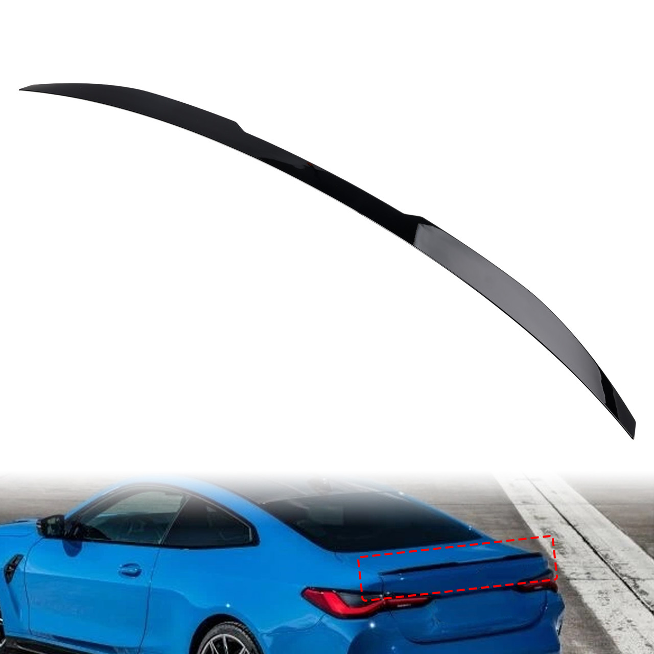 2020-ON BMW 4 Series G22 Coupe Model Rear Boot Spoiler Gloss Black M4 Style Generic