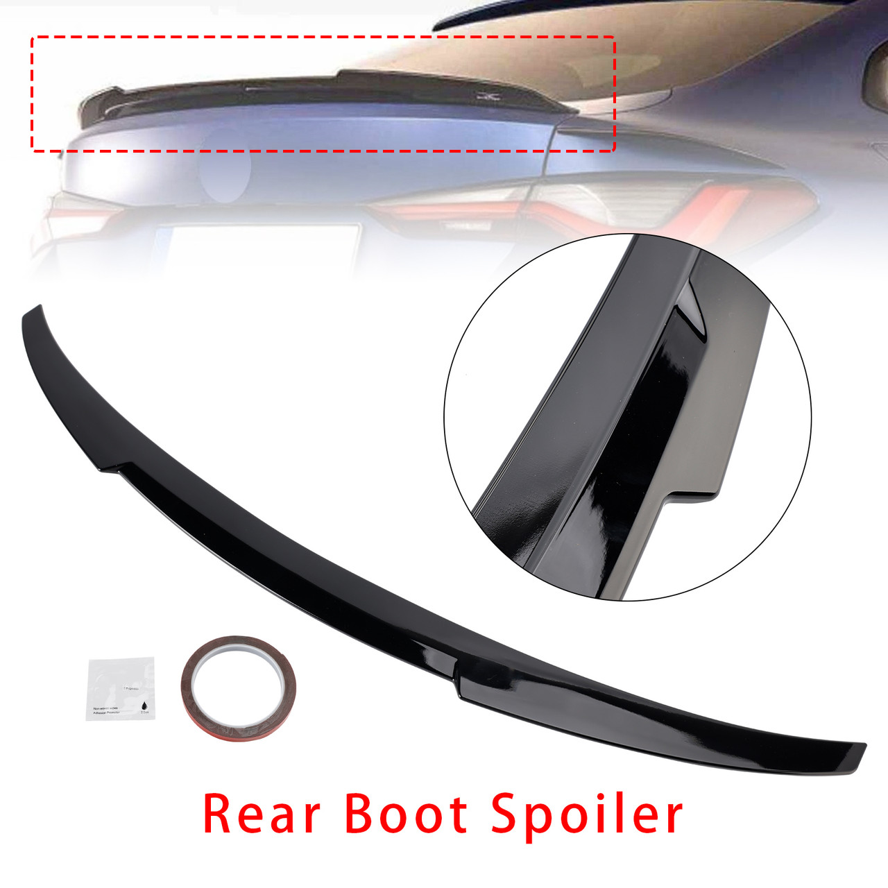 2021-2025 BMW 4 Series G26 Gran Coupe M4 Style Rear Boot Spoiler Gloss Black Generic