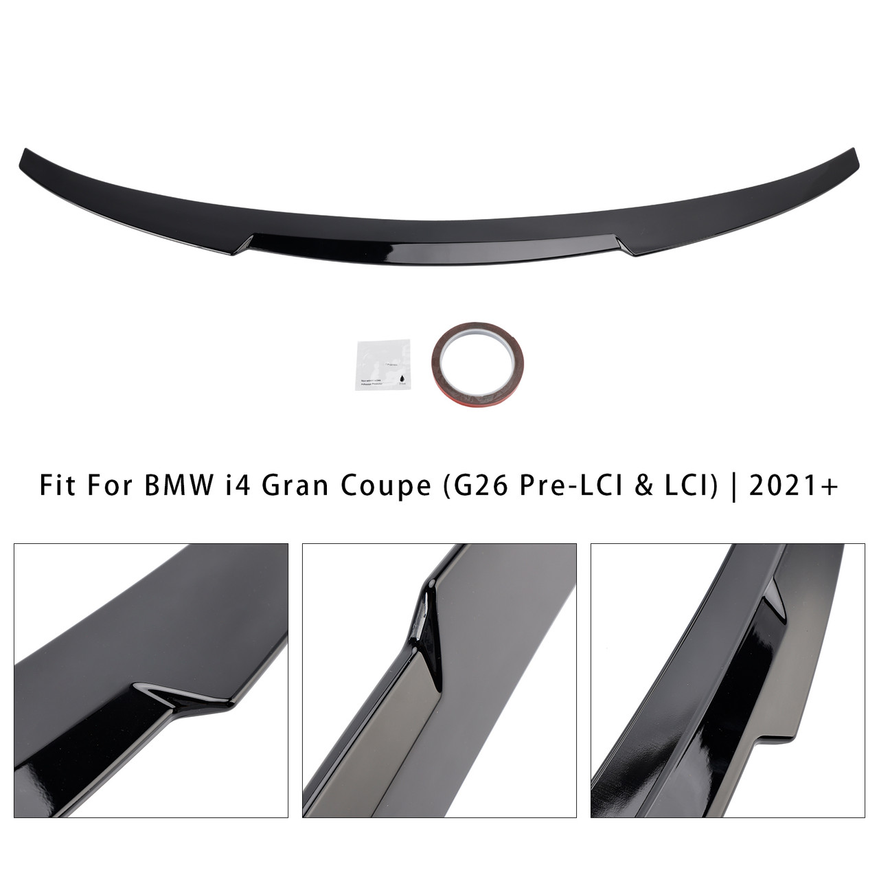 2021-2025 BMW 4 Series G26 Gran Coupe M4 Style Rear Boot Spoiler Gloss Black Generic