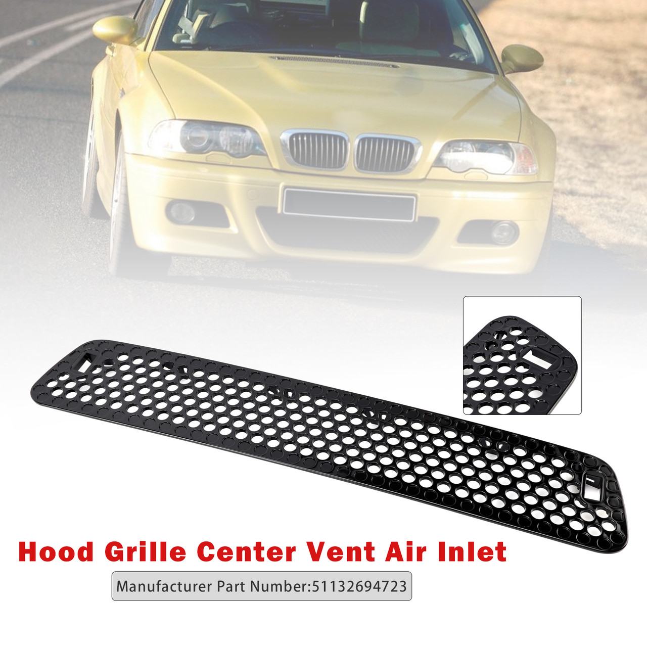 2001-2006 BMW E46 M3 Hood Grille Center Vent Air Inlet 51132694723 Generic