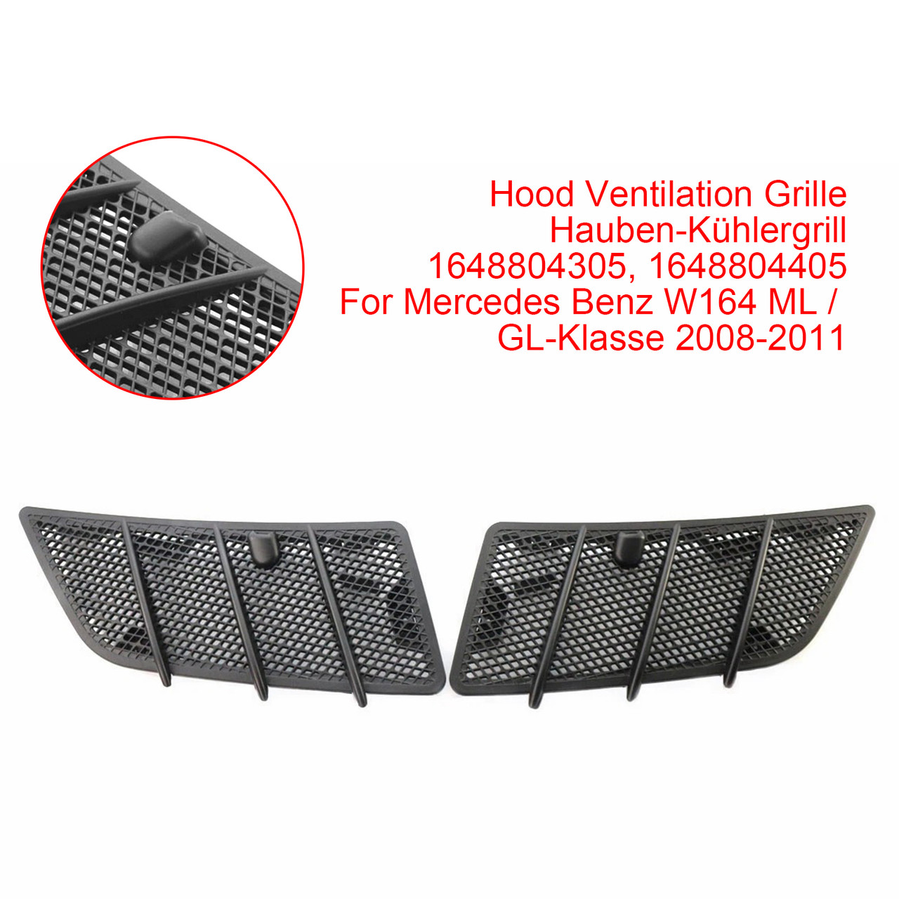 2008-2011 Mercedes Benz W164 ML/ GL-Klasse Left+Right Hood Radiator Grille 1648804305 1648804405 Generic