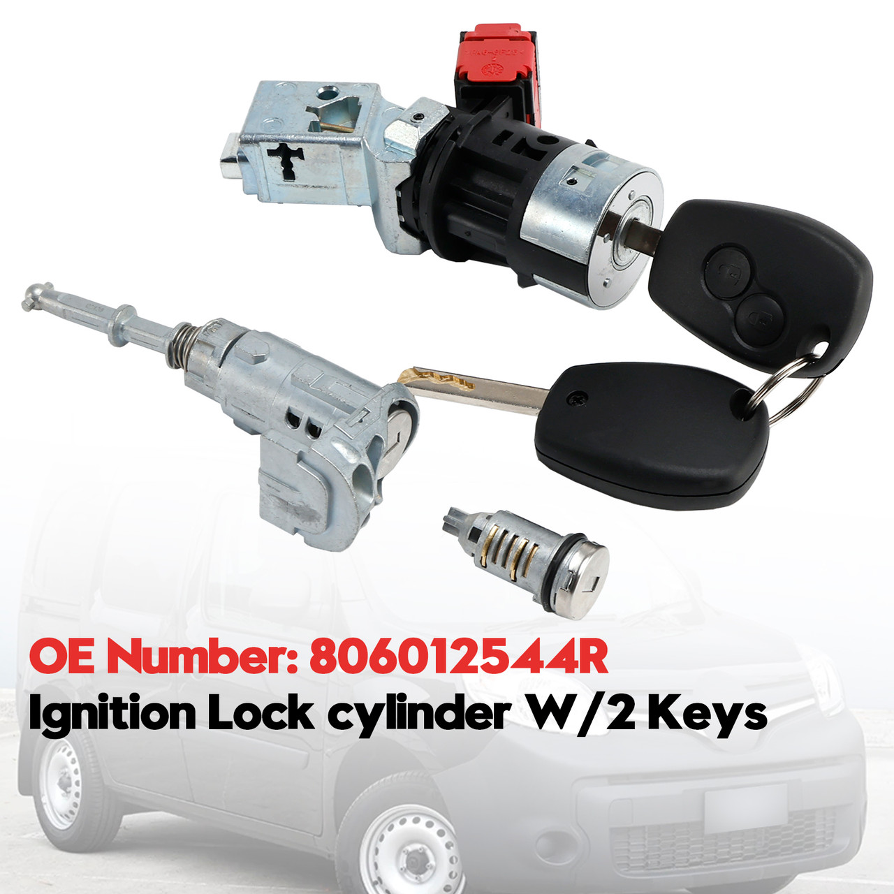 2008- Renault Kangoo II Ignition Lock cylinder W/2 Keys 806012544R Generic