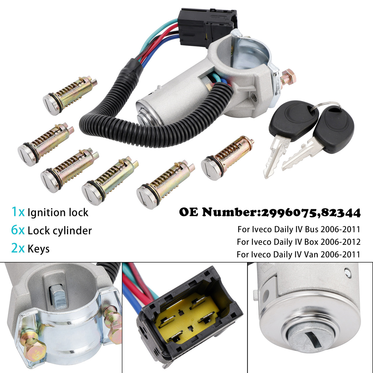 2006-2012 Ignition lock + 6x locking cylinder + key 2996075 Generic