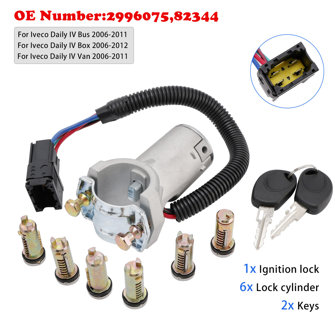 2006-2012 Ignition lock + 6x locking cylinder + key 2996075 Generic