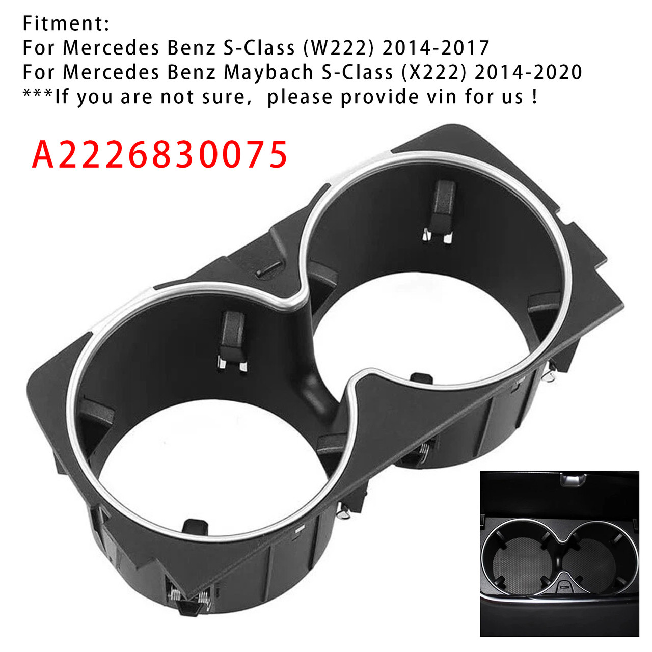 2014-2017 Mercedes Benz S-Class (W222) Center Console Cup Holder A2226830075 Generic