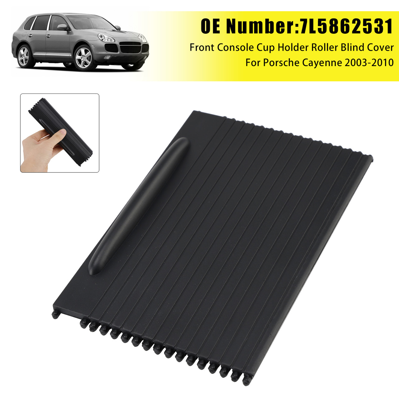 2003-2010 Porsche Cayenne Front Console Cup Holder Roller Blind Cover 7L5862531 Black Generic