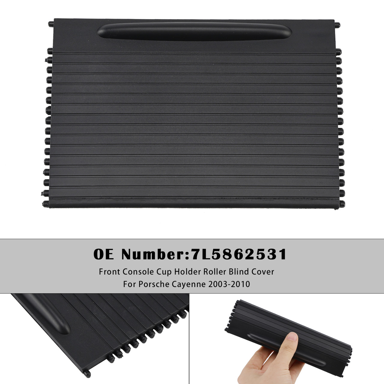 2003-2010 Porsche Cayenne Front Console Cup Holder Roller Blind Cover 7L5862531 Black Generic