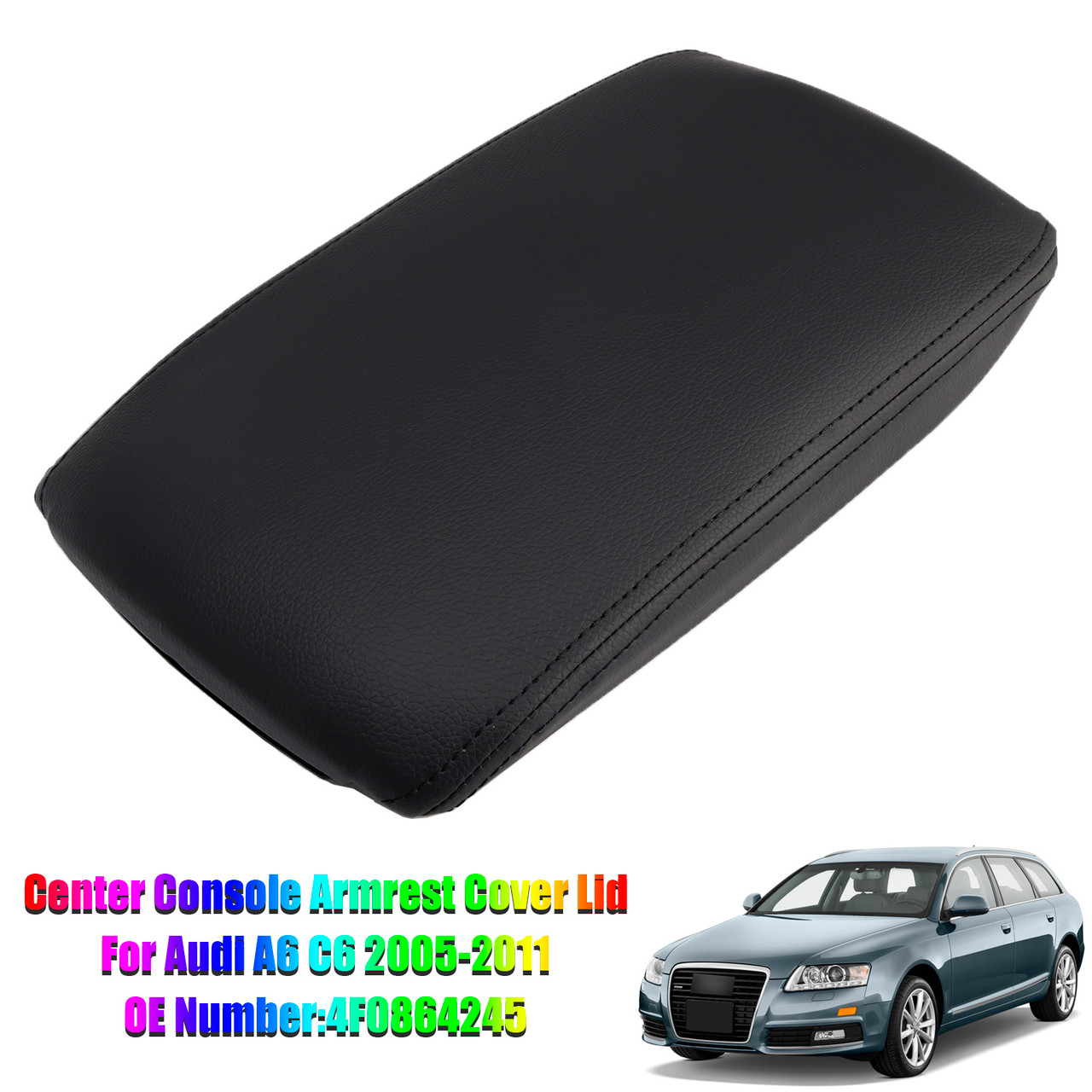 2005-2011 Audi A6 C6 Leather Center Console Armrest Lid Cover Black 4F0864245 Generic