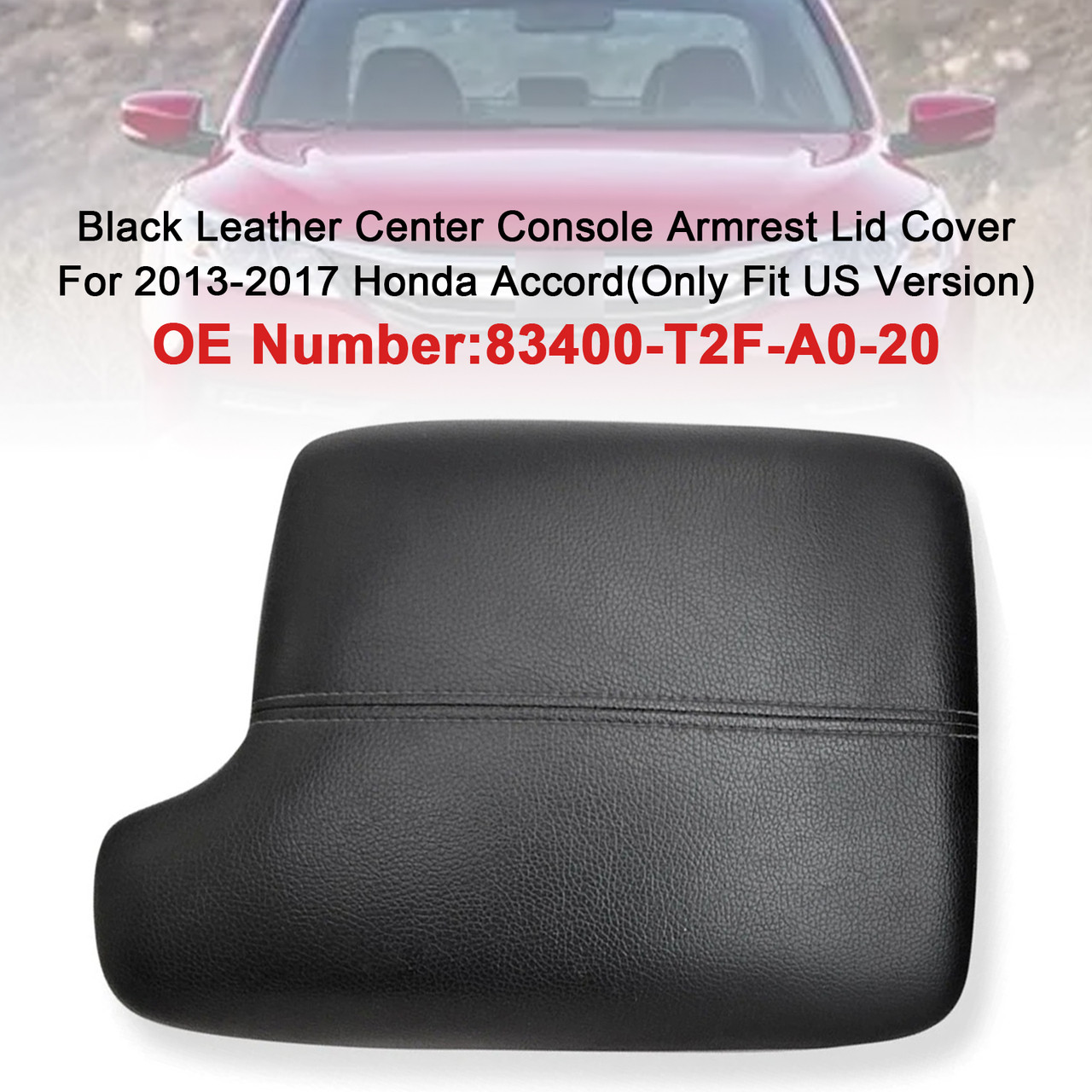2013-2017 Honda Accord Black Leather Center Console Armrest Lid Cover 83400-T2F-A0-B Generic