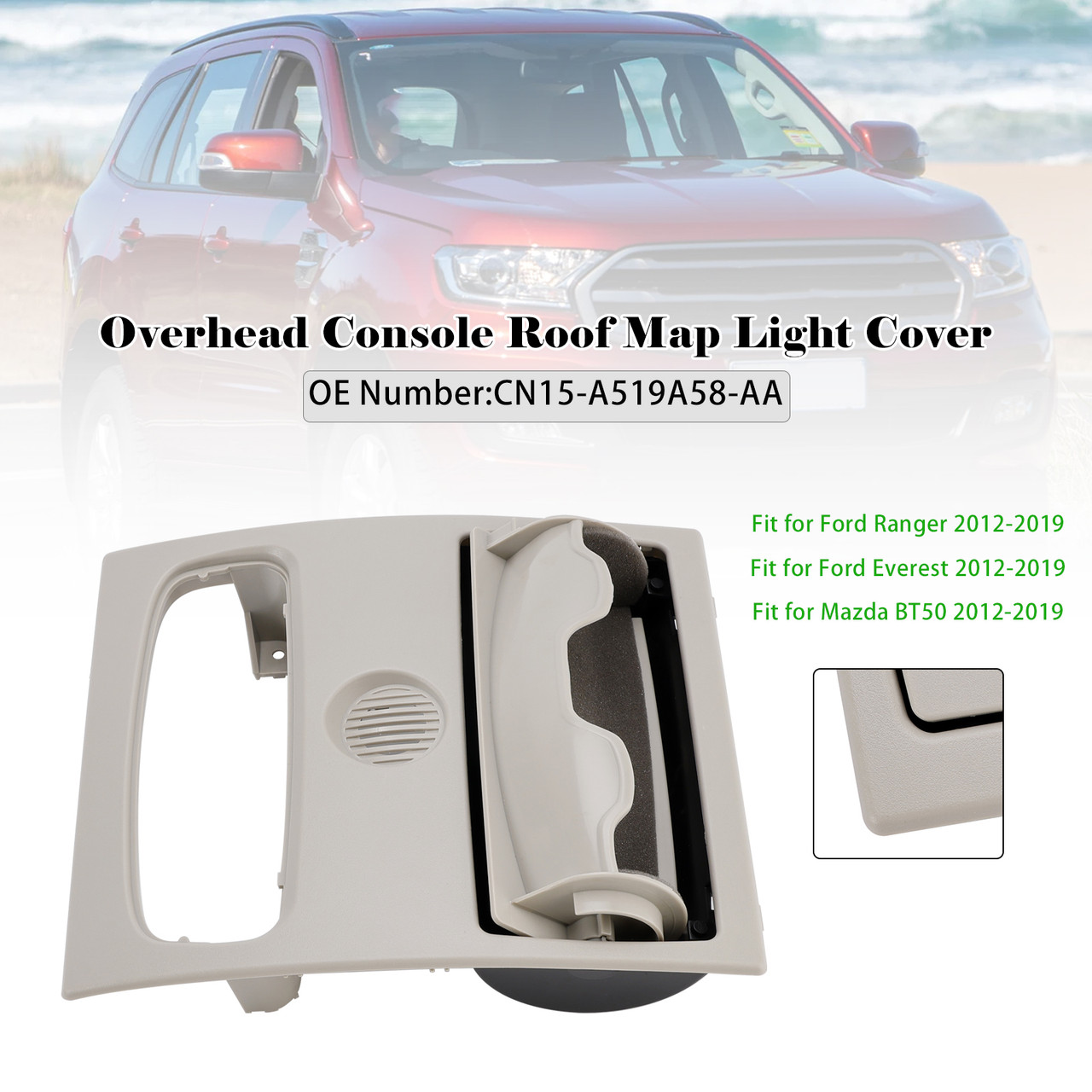 2012-2019 Mazda BT50 Overhead Console Roof Map Light Cover CN15-A519A58-AA Gray Generic