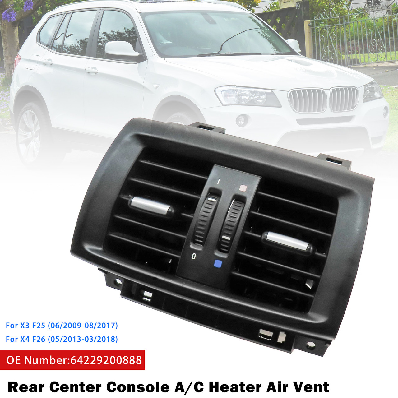 2013-2017 BMW F25 F26 Rear Center Console A/C Heater Air Vent 64229200888 Generic