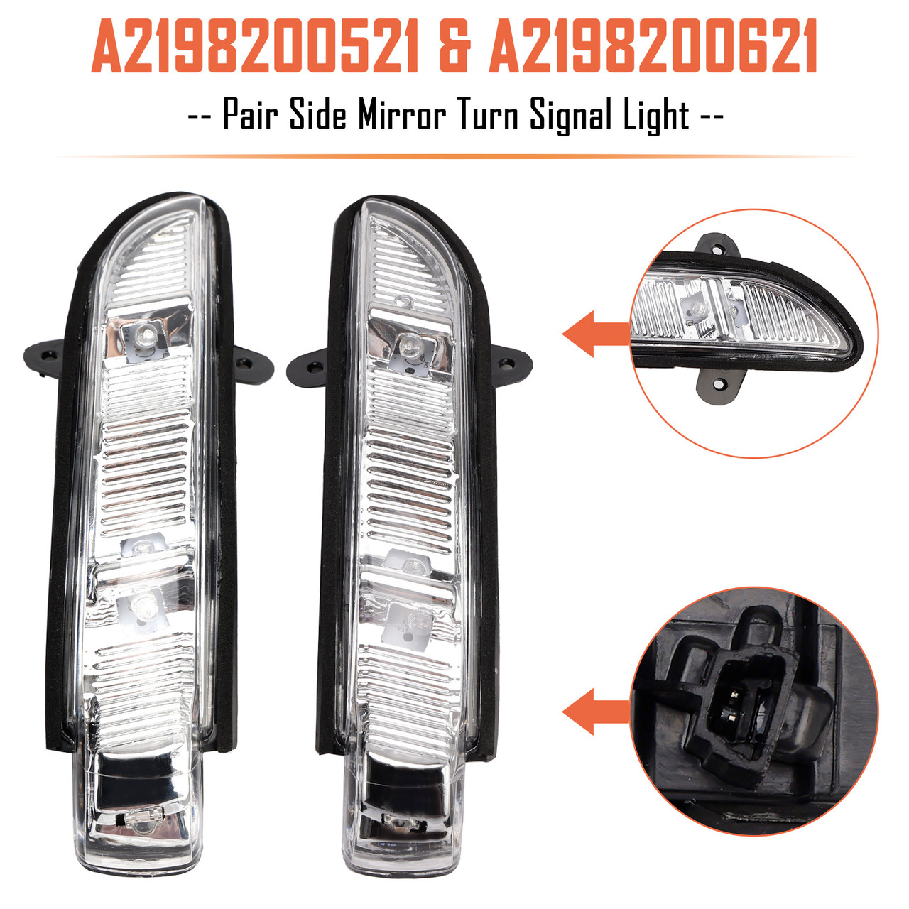 2006-2009 Mercedes-Benz CL Pair Side Mirror Turn Signal Light A024016 A2198200521 A2198200621 Generic