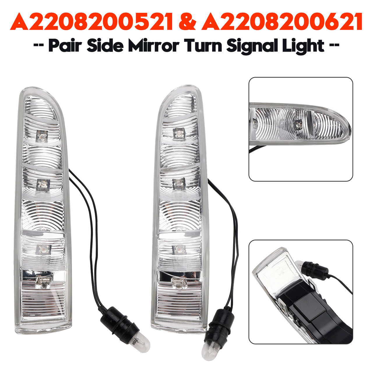 2002-2006 Mercedes-Benz W220 W215 CL55 CL500 CL600 Pair Side Mirror Turn Signal Light A2208200521 A2208200621 Generic