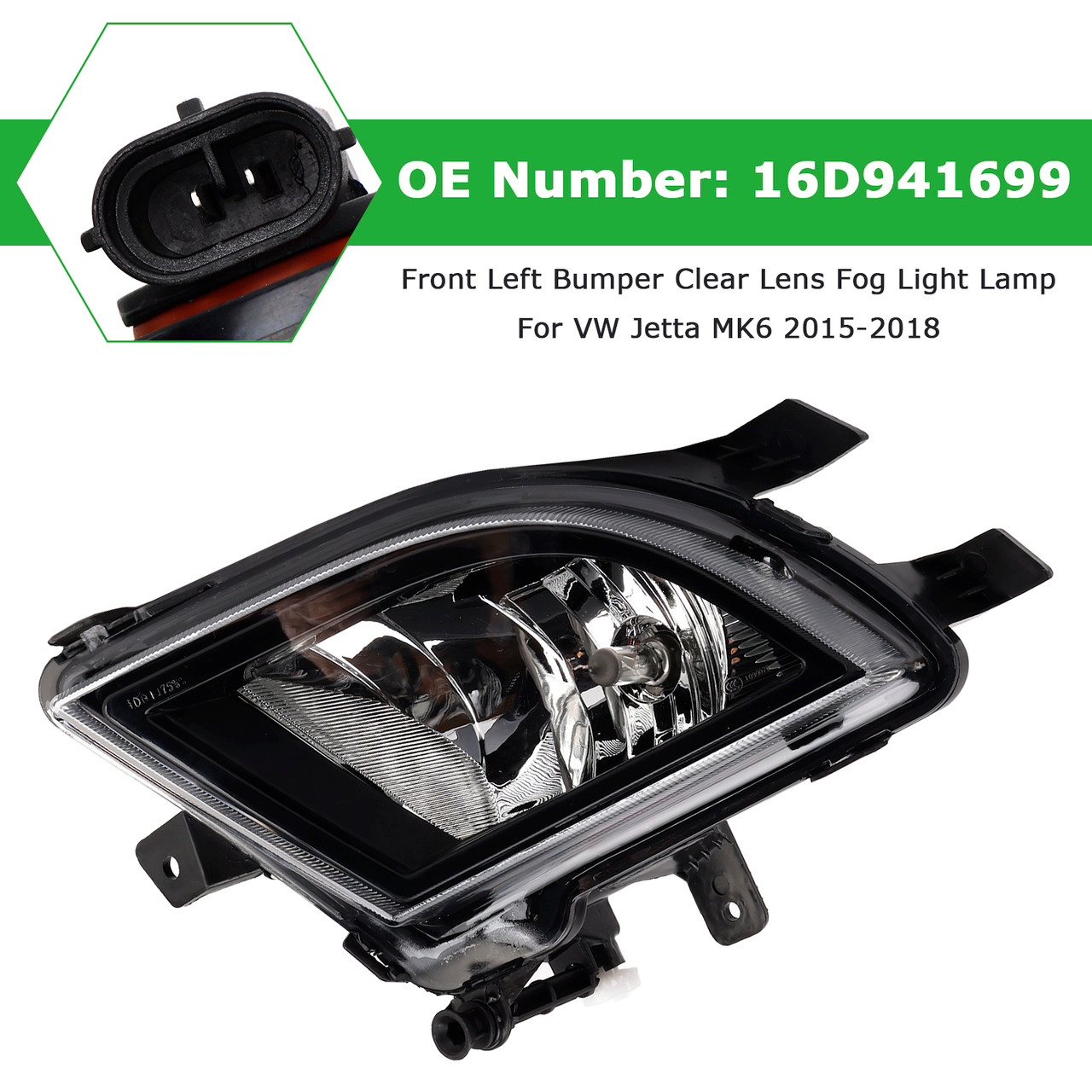 2015-2018 VW Jetta MK6 Front Left Bumper Clear Lens Fog Light Lamp 16D941699 Generic