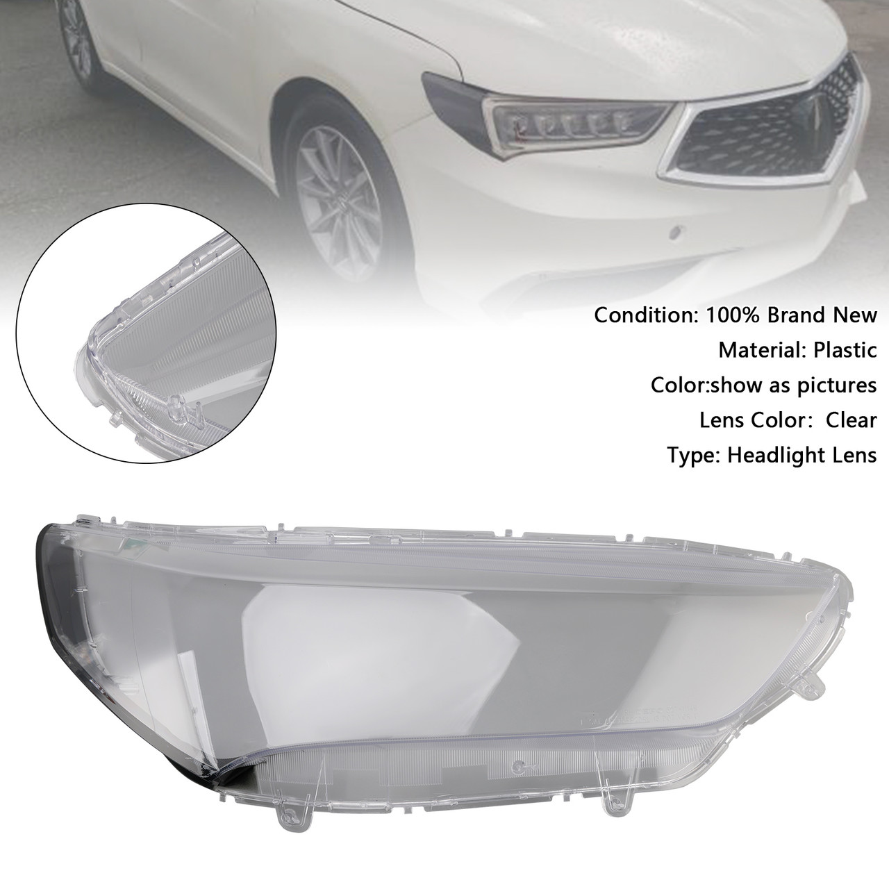 2018-2020 Acura TLX 2.4L 3.5L Right Headlight Lens HeadLamp Cover Shell Clear Generic