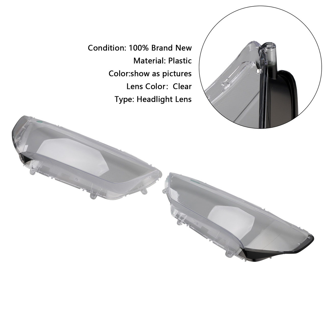 2018-2020 Acura TLX 2.4L 3.5L Left+Right Headlight Lens HeadLamp Cover Shell Clear Generic