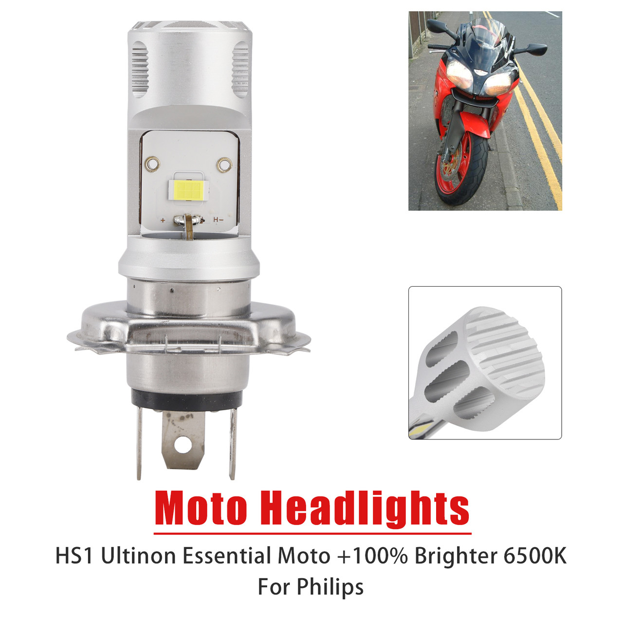 Philips HS1 Ultinon Essential Moto +100% Brighter 6500K White Light