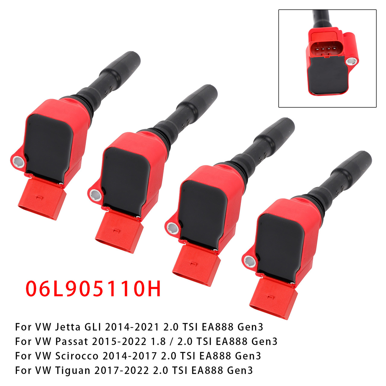 2015-2023 VW Jetta Beetle Passat Golf 1.8 & 2.0 4PCS Ignition Coil 06L905110H Generic