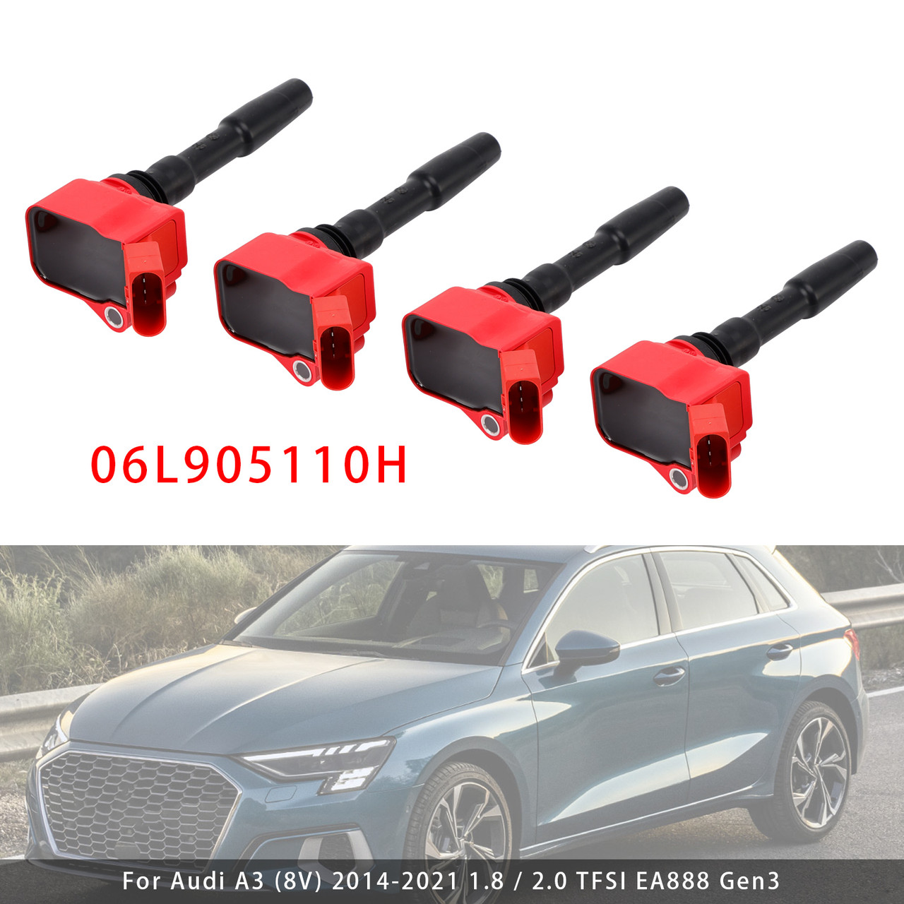 2014-2022 Audi Q3 Q5 S3 TT TTS 4PCS Ignition Coil 06L905110H Generic