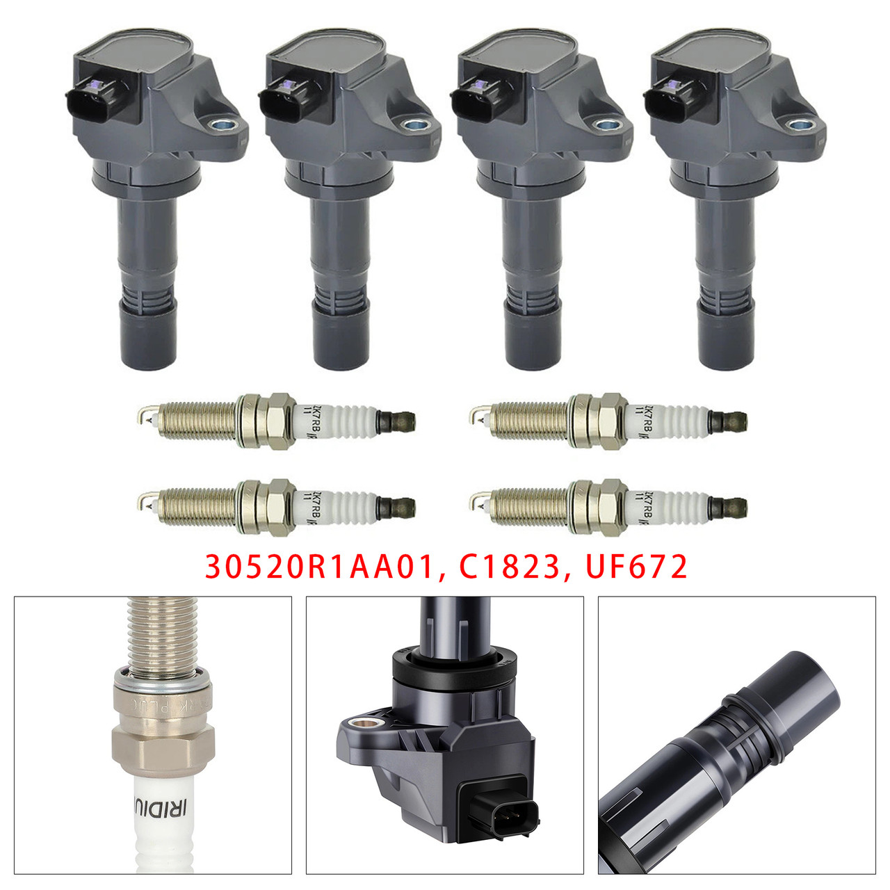 2012-2015 Honda Civic L4 1.8L 4x Ignition Coil+4x Spark Plug UF672 Generic