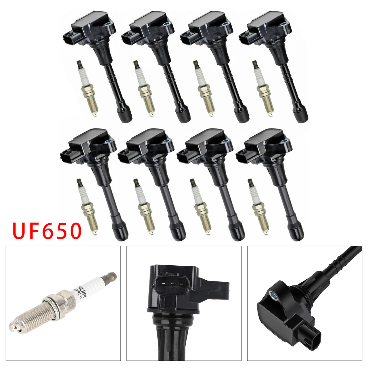 2017-2019 Nissan Armada V8 5.6L Front Bank 8X Ignition Coil & Spark Plug Kit UF650 Generic