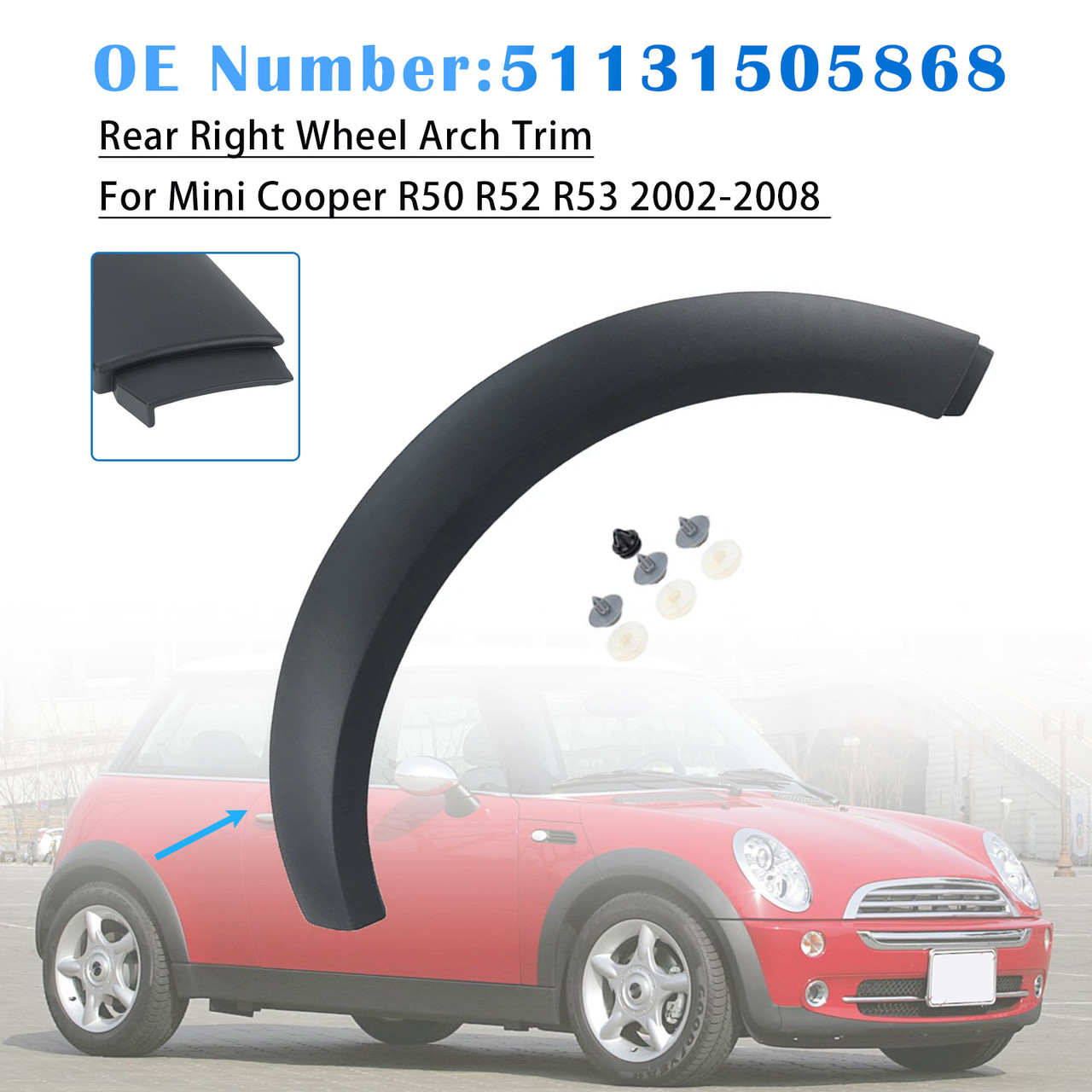 2002-2008 Mini Cooper R50 R52 R53 Rear Right Wheel Arch Trim