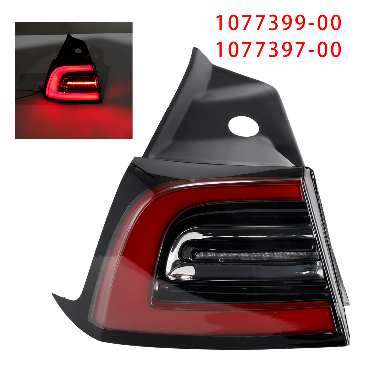 2017-2023 Tesla Model 3 LED Tail Lamp Outer Rear Left Tail Light 3 Pin 1077399-00 Generic